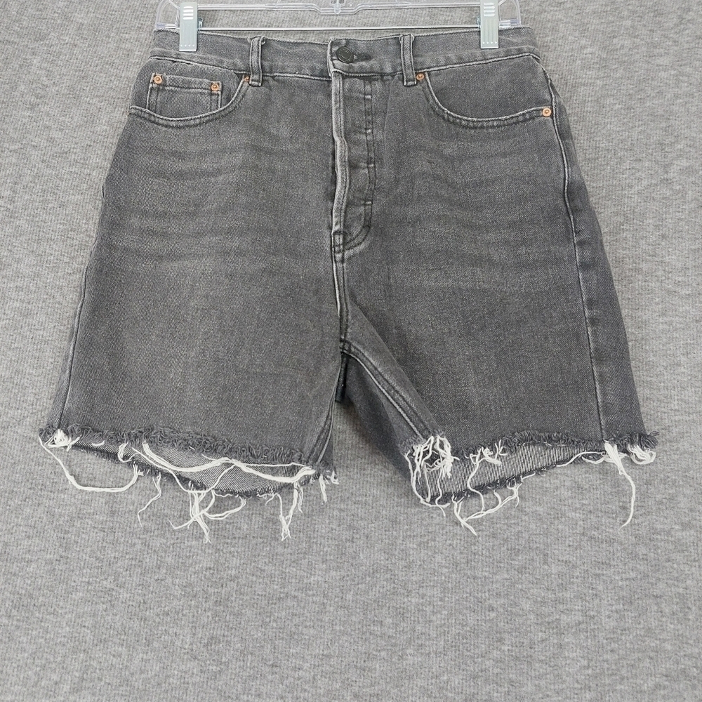 PAC SUN WOMEN BLACK ULTRA HIGH RISE SLIM BUTTON FLY DENIM CUT OFF JEAN SHORTS 28